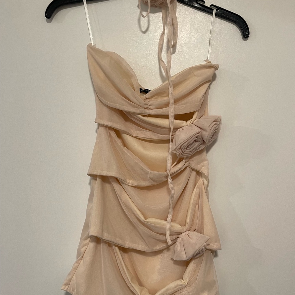 Elegant Cream Draped Dress